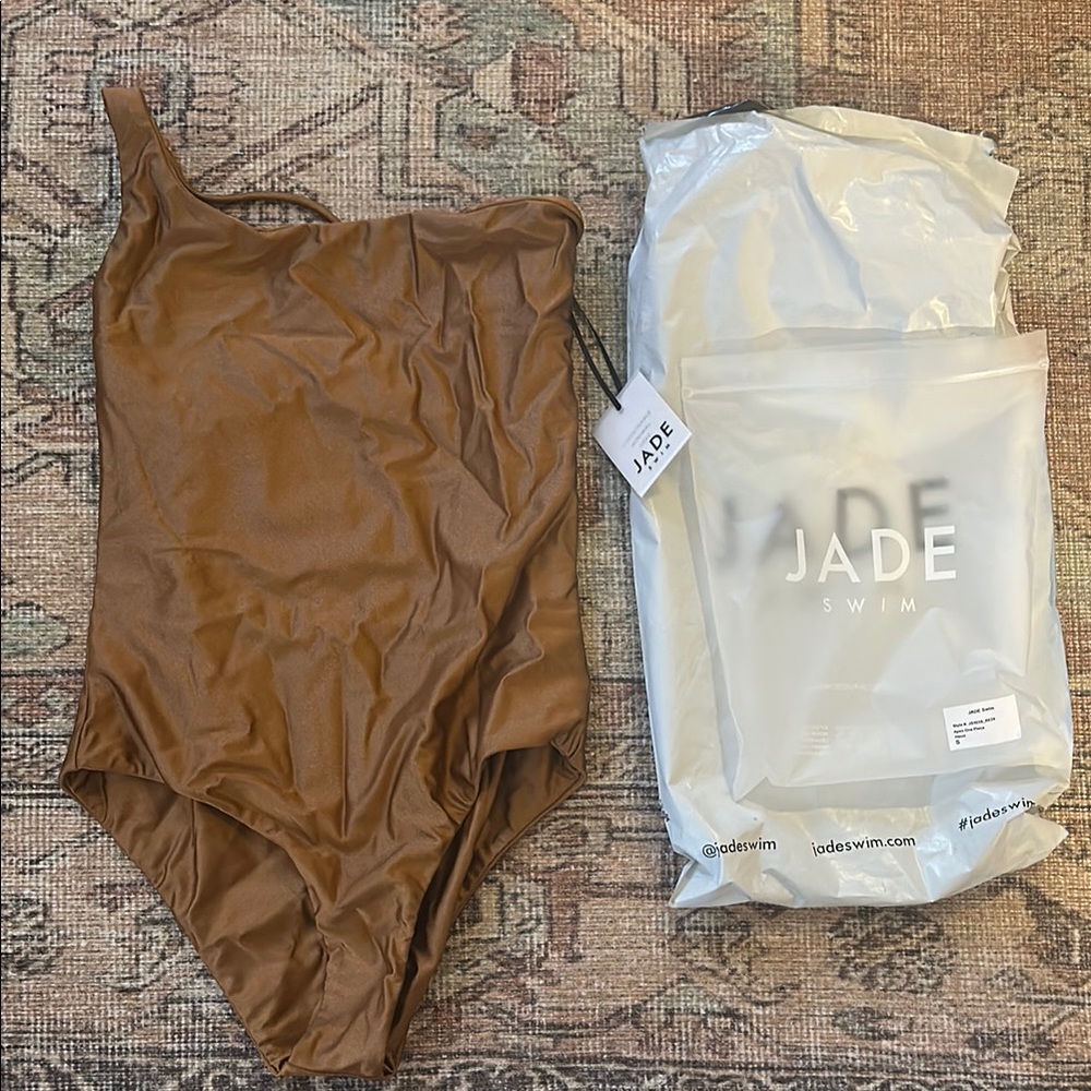 BRAND NEW WITH TAGS Jade Swim Brown One-Shoulder Swimsuit